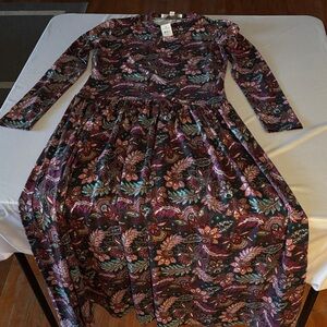 LOFT Purple and Pink Floral Midi Dress